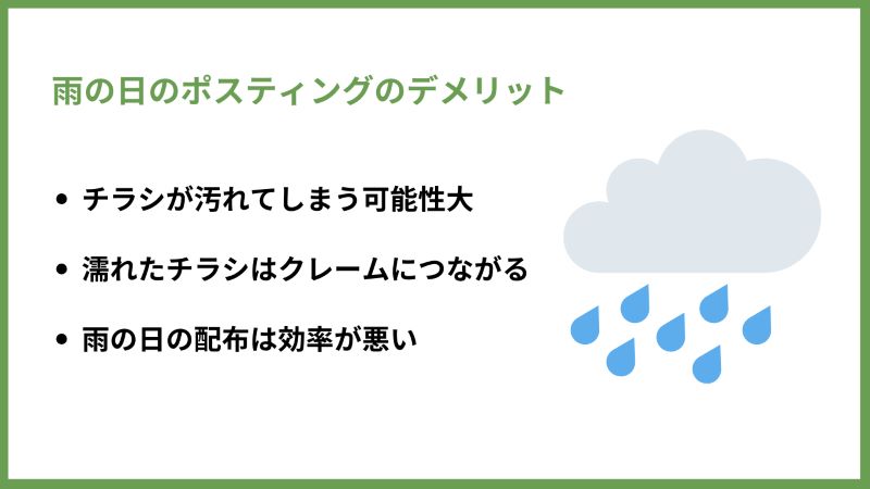 雨の日のポスティングのデメリット